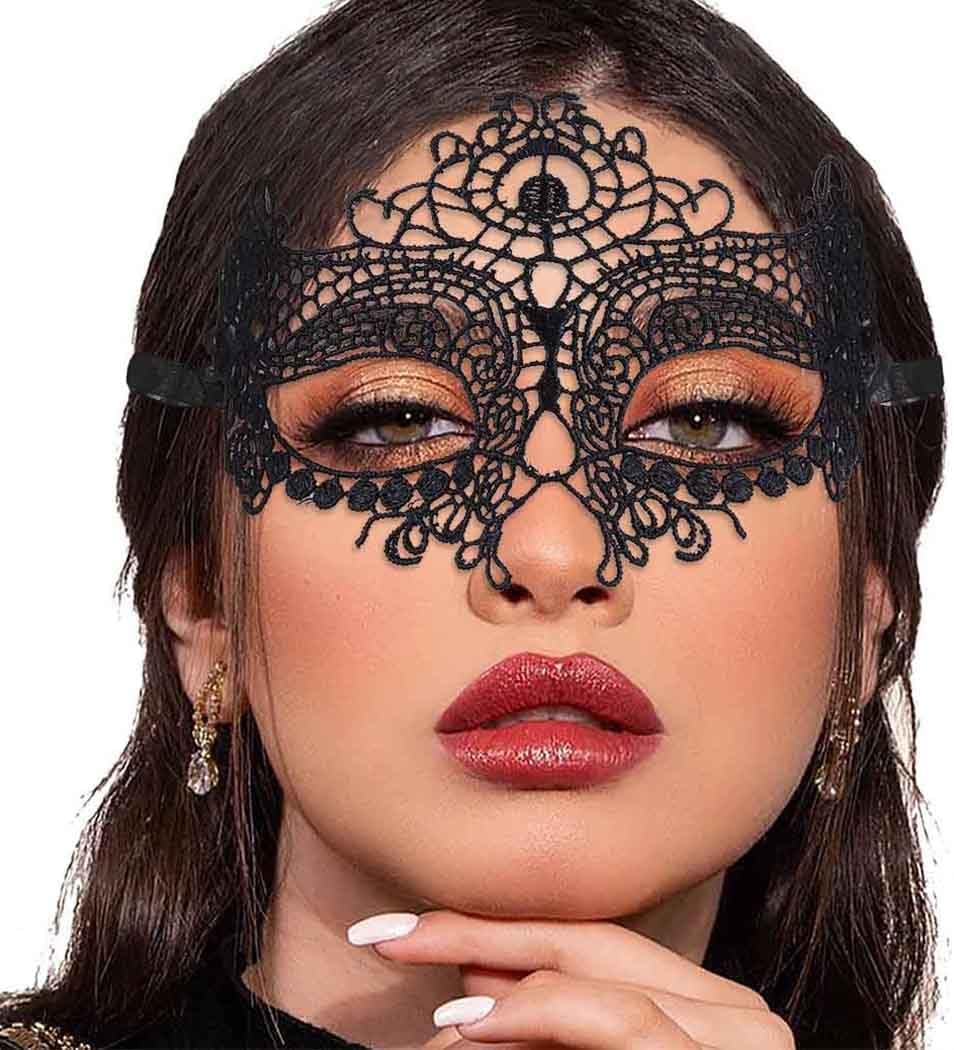 Masquerade Lace Mask Women Black Lace Masks Costume Party Proms Face Mask Halloween Eye Mask by SHOMICOBOUTIQUE
