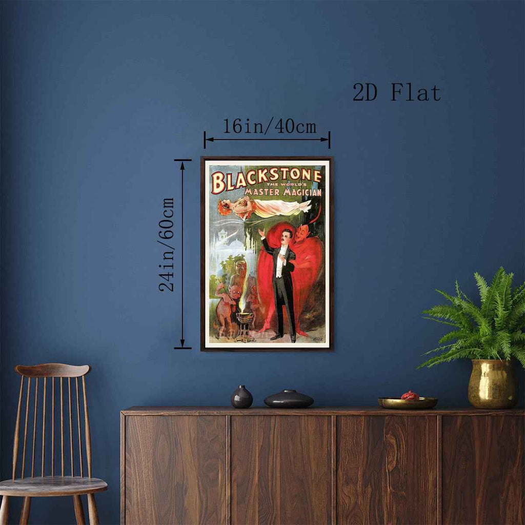 1pc Magic Levitation Illusion Wall Art - Blackstone Floating Poster, Square Canvas Print Suitable for Living Room, Bedroom, Hallway - Illusion Magic Decor, & Stick Installation, 2D Flat