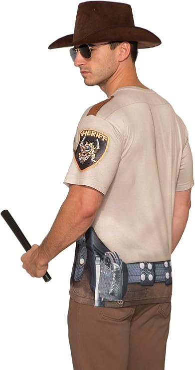 Men 3d Sheriff Man Photo-real Printed Costume Top Standard by HalloweenStore.com