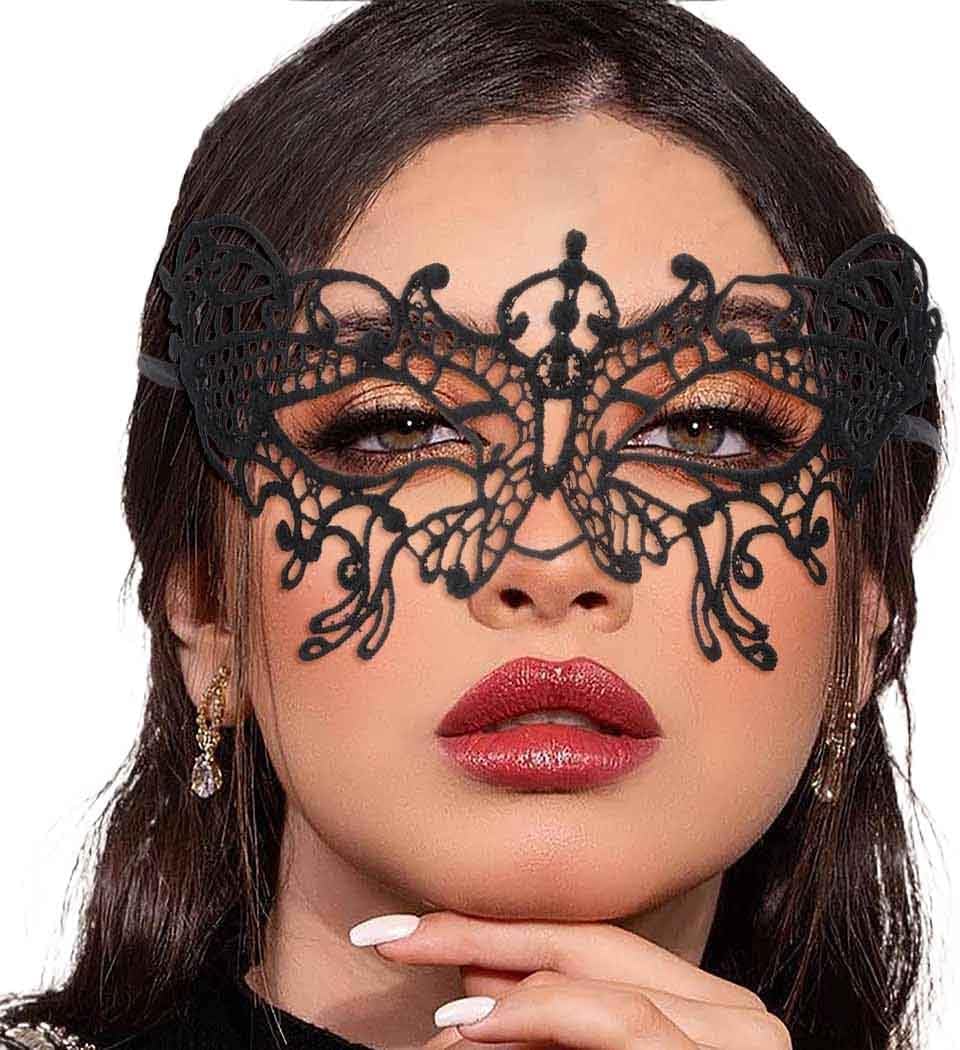 Masquerade Lace Mask Women Black Lace Masks Costume Party Proms Face Mask Halloween Eye Mask by SHOMICOBOUTIQUE
