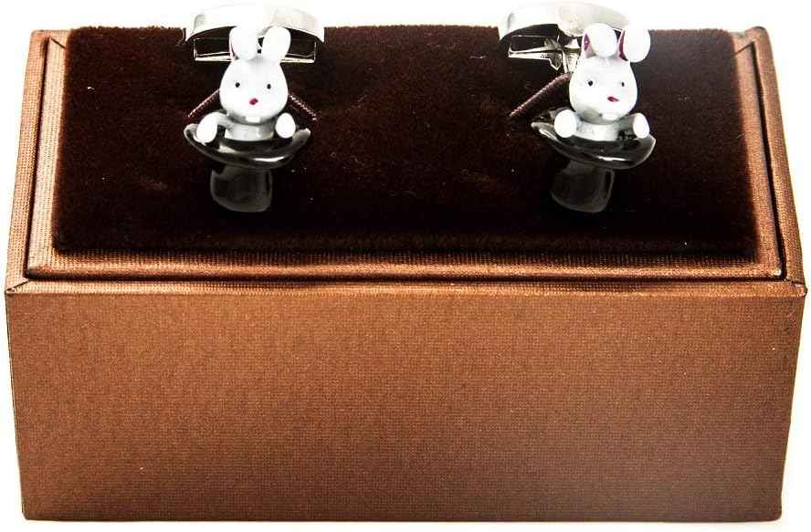 MRCUFF Magician Rabbit out of a Hat Magic Pair Cufflinks in a Presentation Gift Box &amp; Polishing Cloth