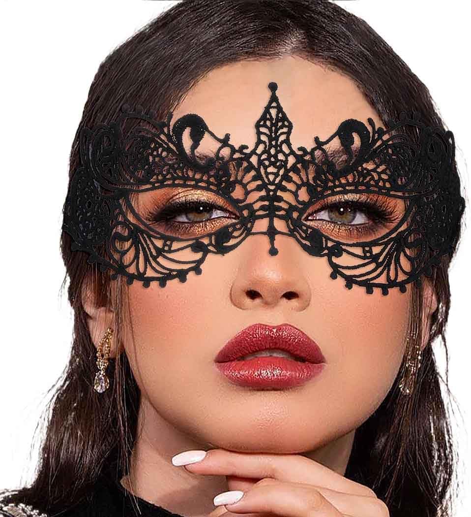 Masquerade Lace Mask Women Black Lace Masks Costume Party Proms Face Mask Halloween Eye Mask by SHOMICOBOUTIQUE