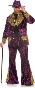 Men's 70's Purple Velvet Pimp Suit High Roller Big Playah Adult Costume by HalloweenStore.com