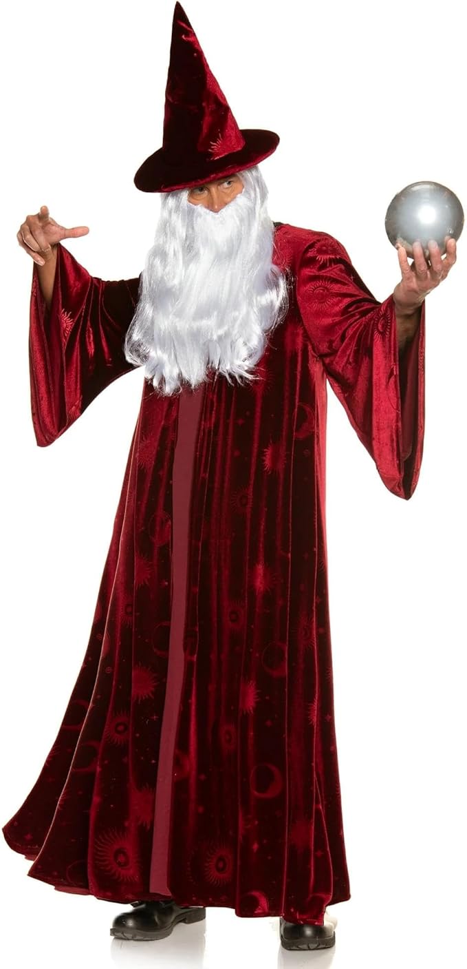 Adult Burgundy Wizard Stargazer Fantasy Magic Sorcerer Men's Costume by HalloweenStore.com
