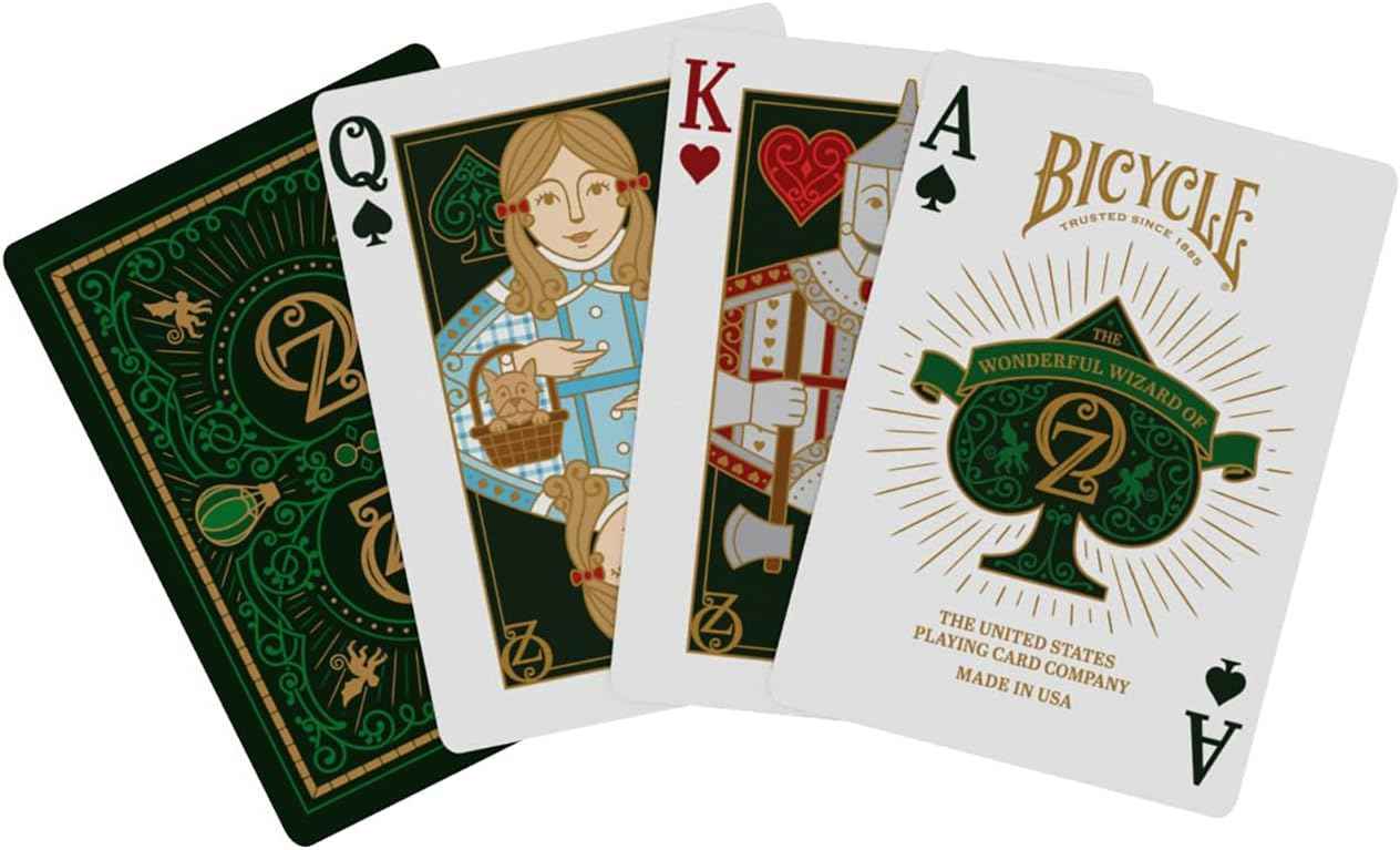Bicycle Wizard of Oz Playing Cards, Oz Inspired Playing Card Deck, Emerald and Gold, 1 Deck