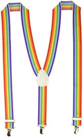 Multicolored Rainbow Clown Costume Suspenders Pride Mork Mindy by HalloweenStore.com