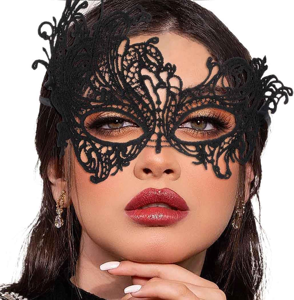 Masquerade Lace Mask Women Black Lace Masks Costume Party Proms Face Mask Halloween Eye Mask by SHOMICOBOUTIQUE