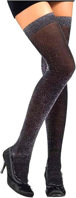 Black/Silver Glitter Thigh High Costume by HalloweenStore.com