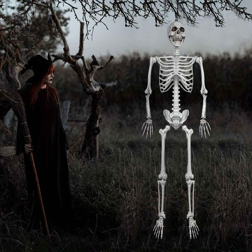 1pc, Oversized Halloween Skull Skeleton, Haunted House ArranSynthetic Gemstoneent Props, Bar Decoration Props, Bone Joints Can Be Activated, Head And Crane Can Be Removed, Halloween Party Decor,Christmas