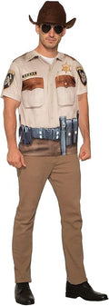 Men 3d Sheriff Man Photo-real Printed Costume Top Standard by HalloweenStore.com