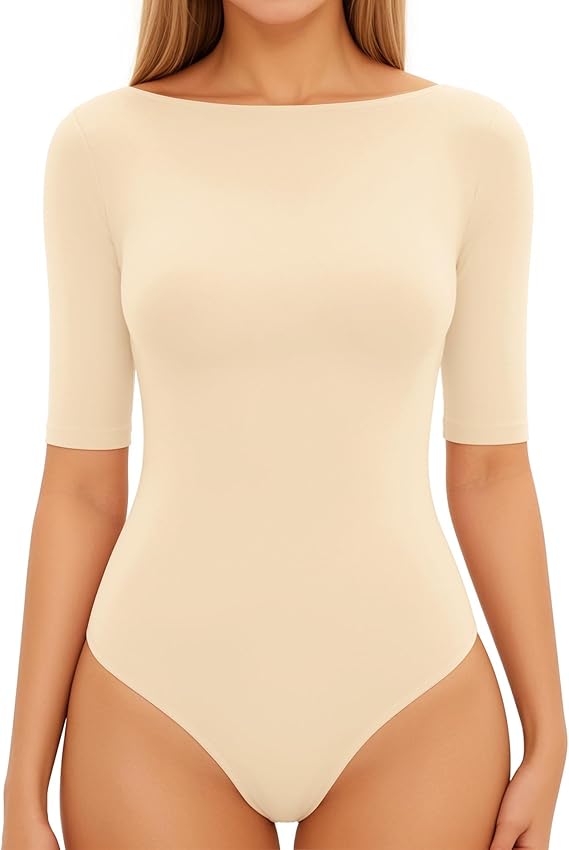 Nude Bodysuit Half Sleeve Adult Body Fusion by HalloweenStore.com