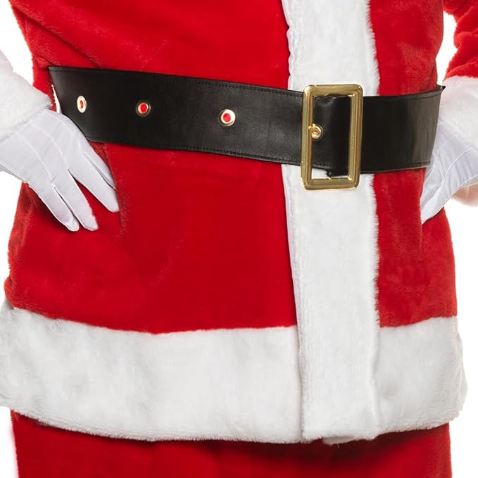 Adult Red and White Deluxe Plush Santa Claus Suit Men's Costume by HalloweenStore.com
