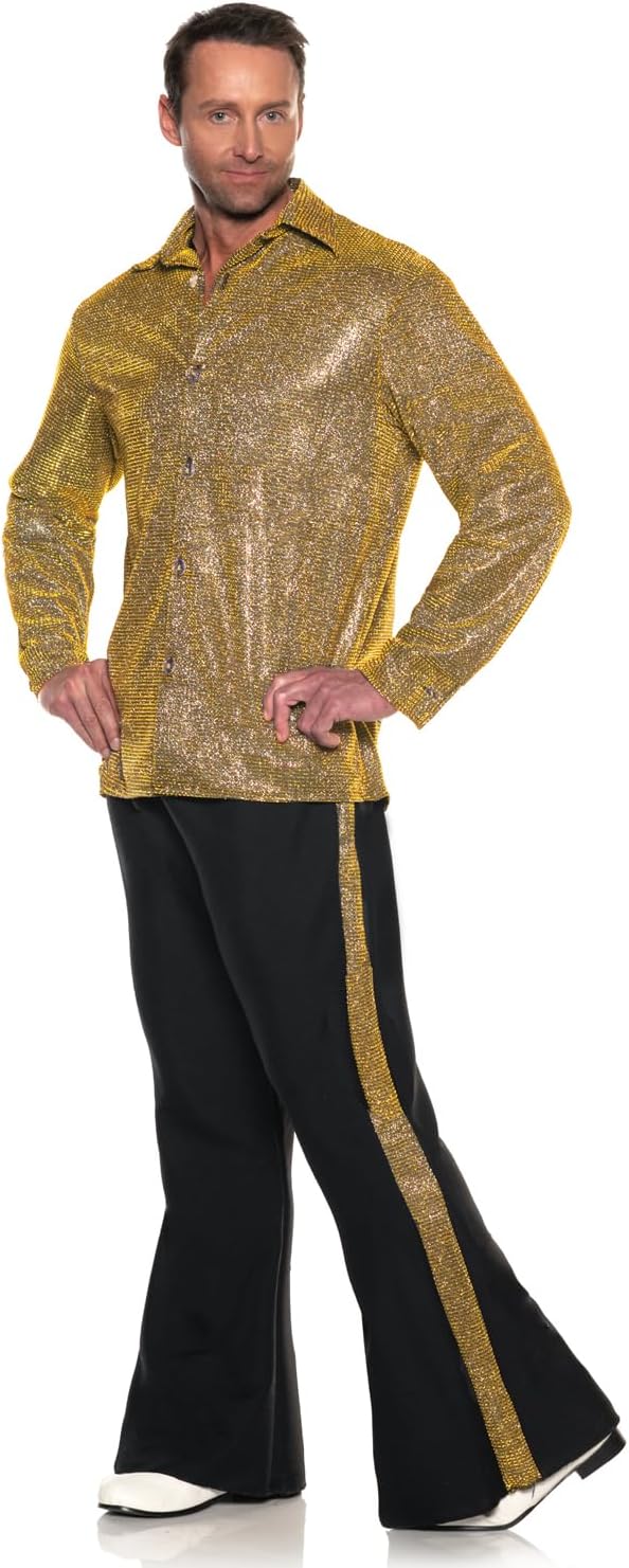 Men's Disco King Dancer Gold 70's Retro Night Costume by HalloweenStore.com