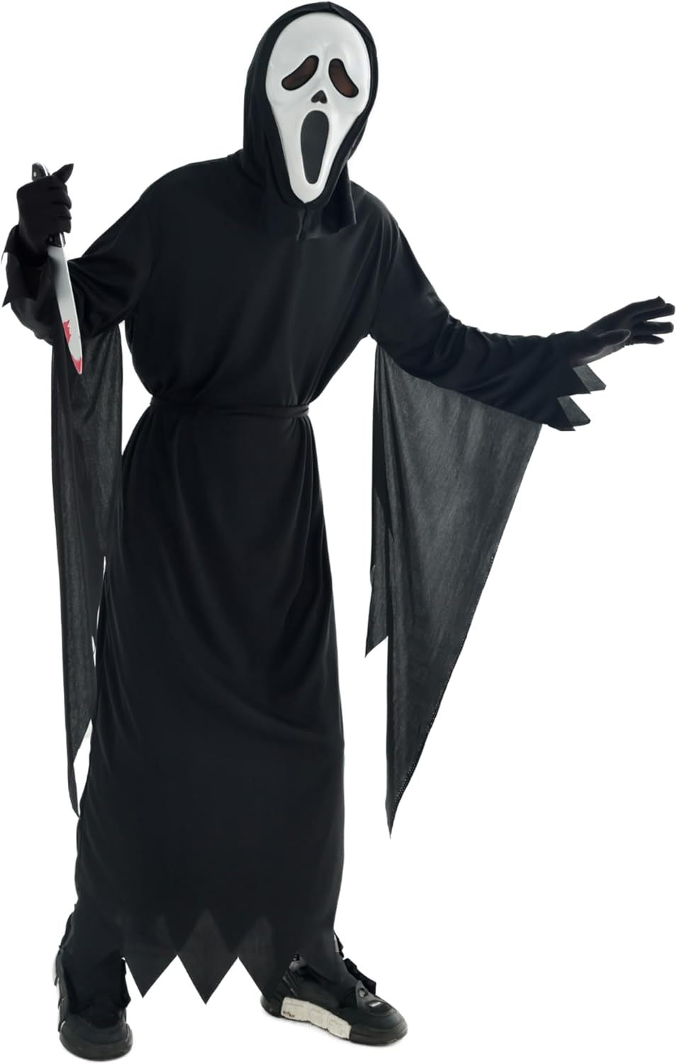 Scary Horror GhostFace Mask with Bloody Toy Knife Halloween Scream Cosplay Costume by SHOMICOBOUTIQUE