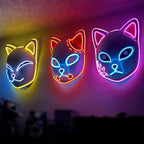 Demon LED Mask Slayers Costume Props Japanese Anime Plastic Fox Face Cosplay Glowing Masks for Adult Masquerade by SHOMICOBOUTIQUE
