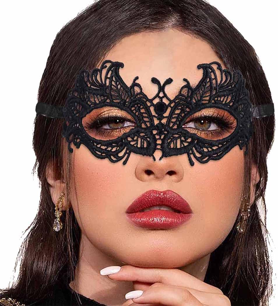 Masquerade Lace Mask Women Black Lace Masks Costume Party Proms Face Mask Halloween Eye Mask by SHOMICOBOUTIQUE