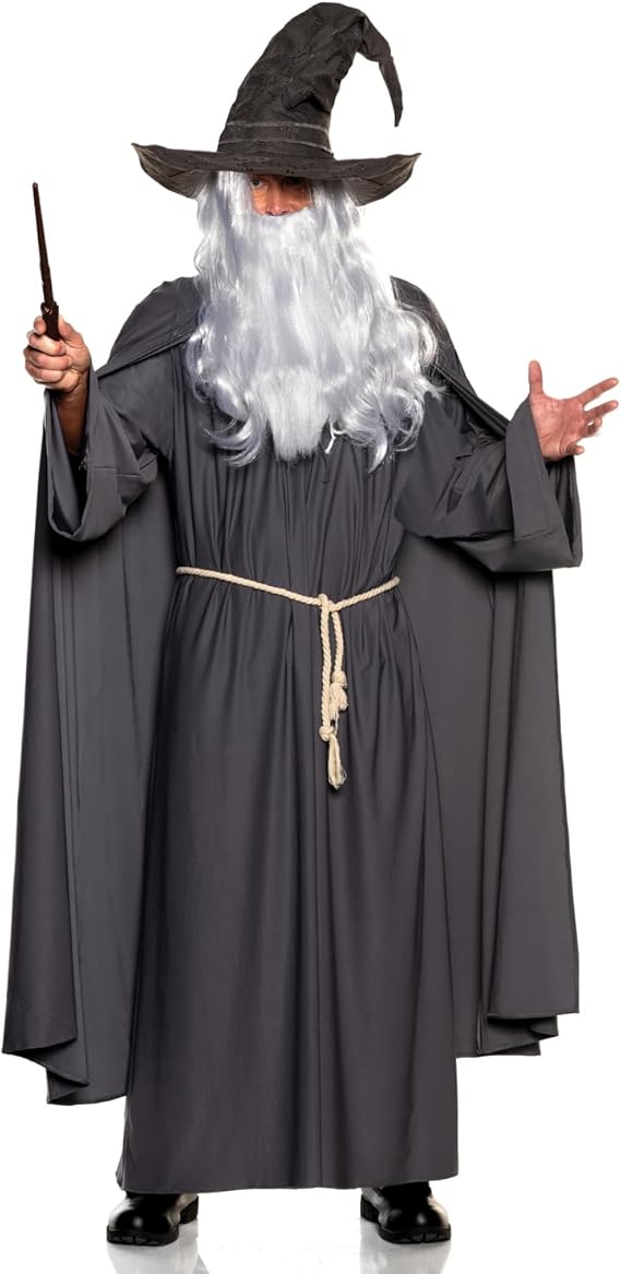 Men's Grey Warlock Renaissance Wizard Adult Costume by HalloweenStore.com
