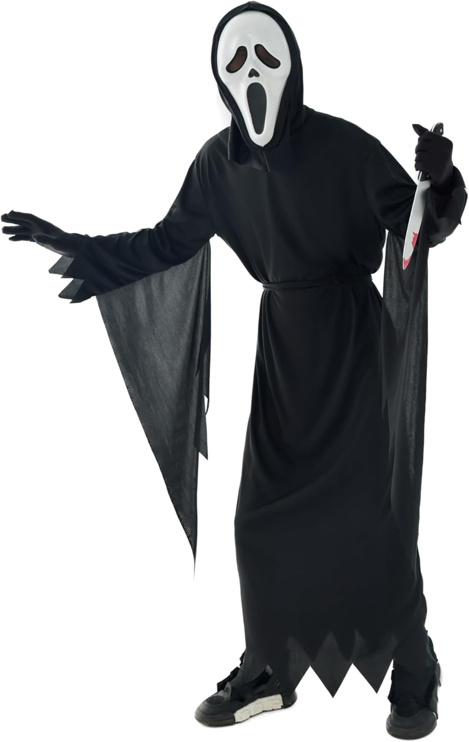 Scary Horror GhostFace Mask with Bloody Toy Knife Halloween Scream Cosplay Costume by SHOMICOBOUTIQUE