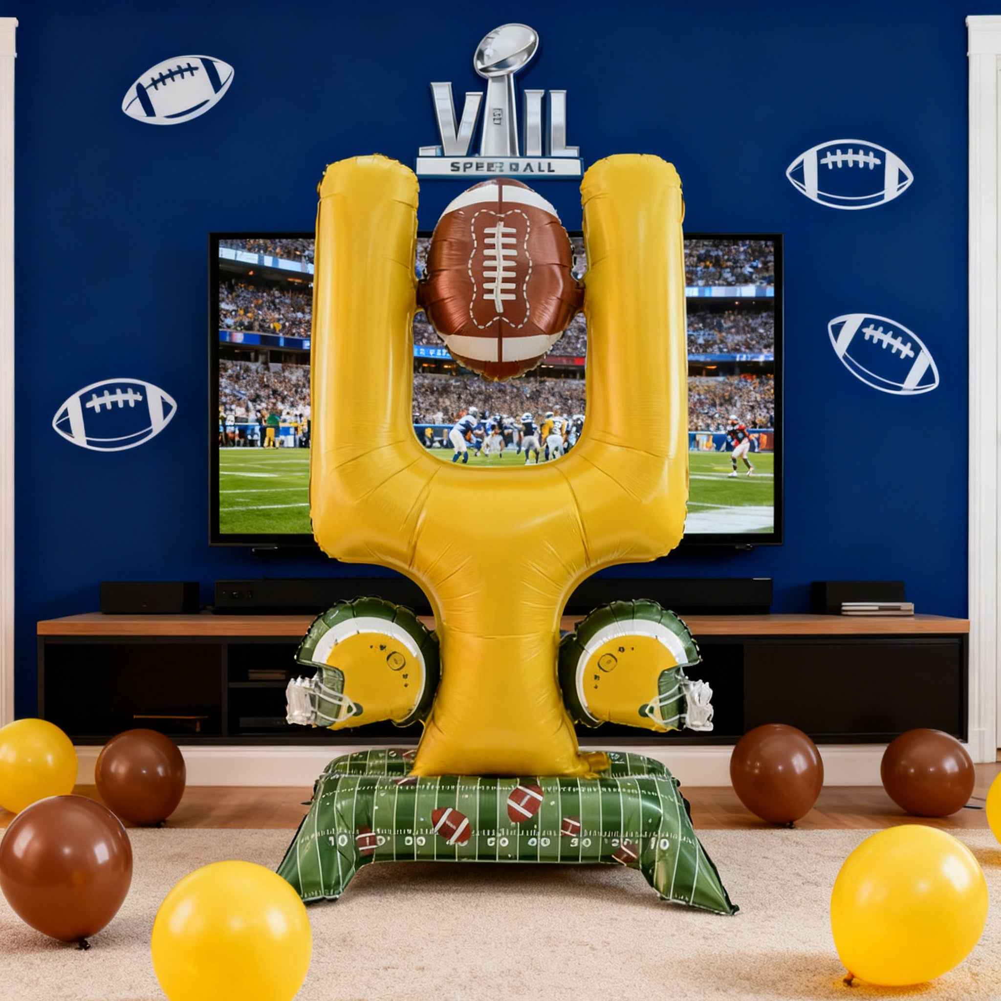 1pc 59-inch Extra-Large Standing Football Goal Post Shaped Aluminum Film Balloon | American Football Theme Party Decoration, Event Party Decor, ' Birthday Decoration