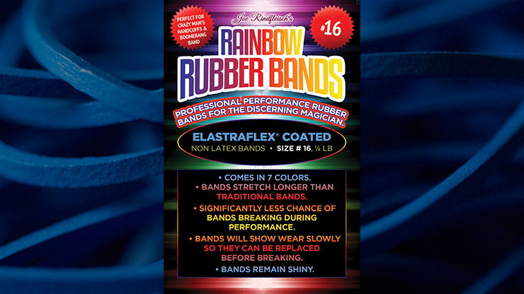 Joe Rindfleisch's SIZE 16 Rainbow Rubber Bands (Hanson Chien - Blue Pack) by Joe Rindfleisch by Murphy's Magic Supplies, Inc.