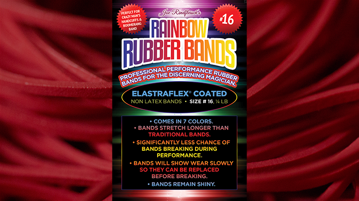 Joe Rindfleisch's SIZE 16 Rainbow Rubber Bands (Joe Rindfleisch - Red Pack) by Joe Rindfleisch by Murphy's Magic Supplies, Inc.