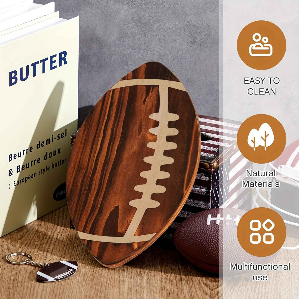 Football-Shaped Cutting Board & Charcuterie Set with Cheese Knives - Perfect Gift for Football Fans and Themed Parties