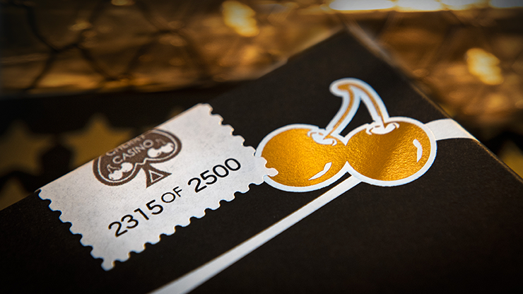 Limited Edition Cherry Casino (Monte Carlo Black and Gold) Numbered Seals Playing Cards by Pure Imagination Projects by Murphy's Magic Supplies, Inc.