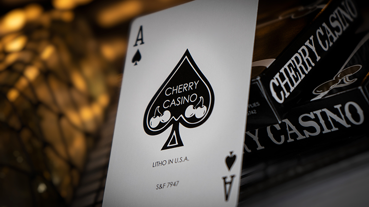 Limited Edition Cherry Casino (Monte Carlo Black and Gold) Numbered Seals Playing Cards by Pure Imagination Projects by Murphy's Magic Supplies, Inc.