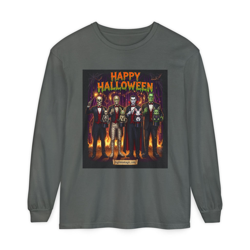 Halloween Monsters Long Sleeve T-Shirt — "Happy Halloween" Graphic by Printify