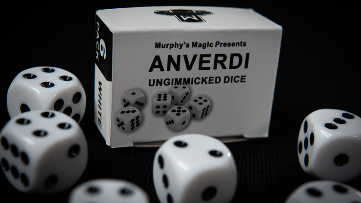NON GIMMICKED DICE 6 PACK/WHITE by Tony Anverdi - Trick by Murphy's Magic Supplies, Inc.