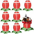 8pcs Football Paper Lantern Sports Fan Party Decor Table Centerpiece Decoration Set Soccerball Game Lantern with Stand Pieces for Game Day Tailgates Stadium Party Supply, 12 Inches (Red)