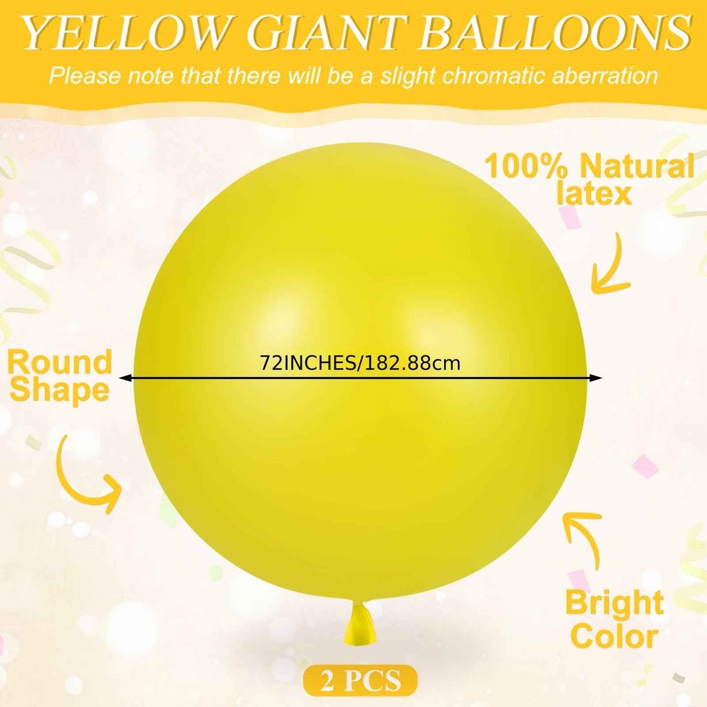 2pcs 72 Inch Enormous Balloons Round Large Human Egg Jumbo Balloons Inflatable Air Decorations for Birthday Party Wedding Engagement (Yellow)