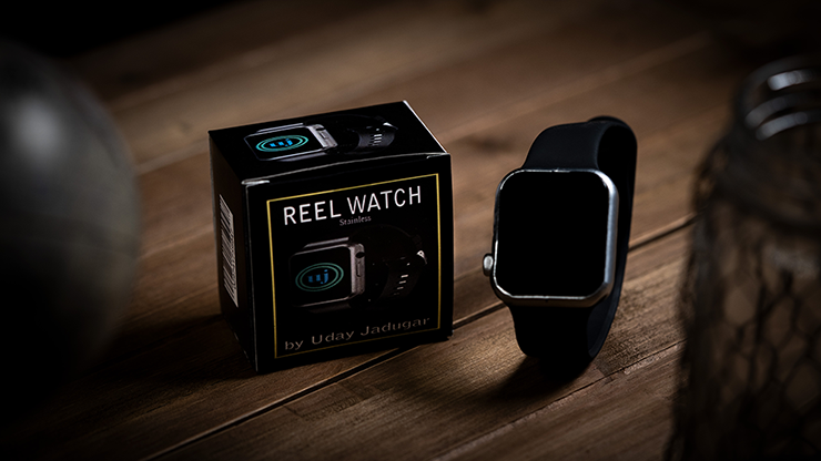 REEL WATCH - Stainless with black band smart watch (KEVLAR) by Uday Jadugar by Murphy's Magic Supplies, Inc.