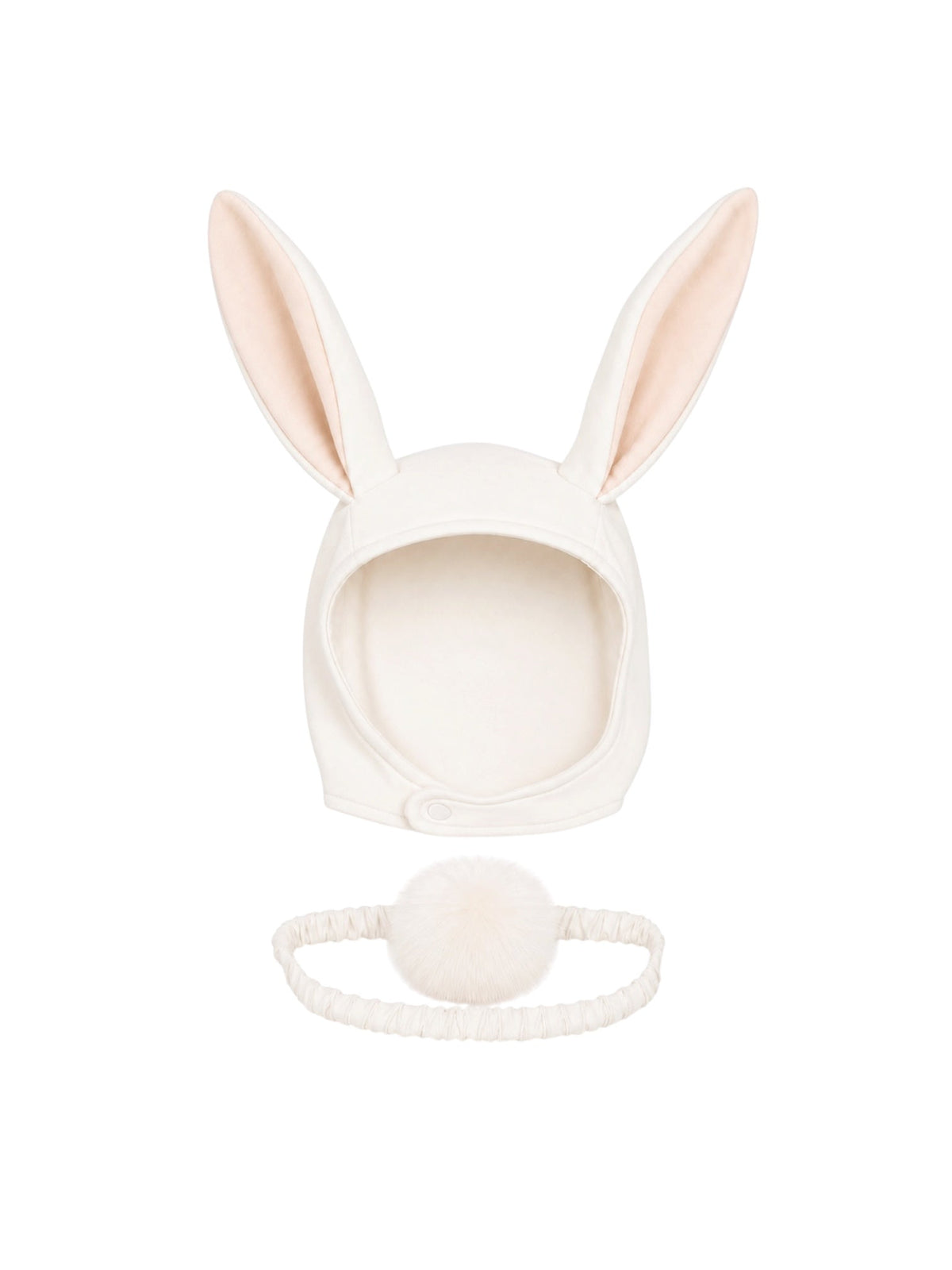 White Bunny Bonnet and Bunny Tail Set by Band of the Wild