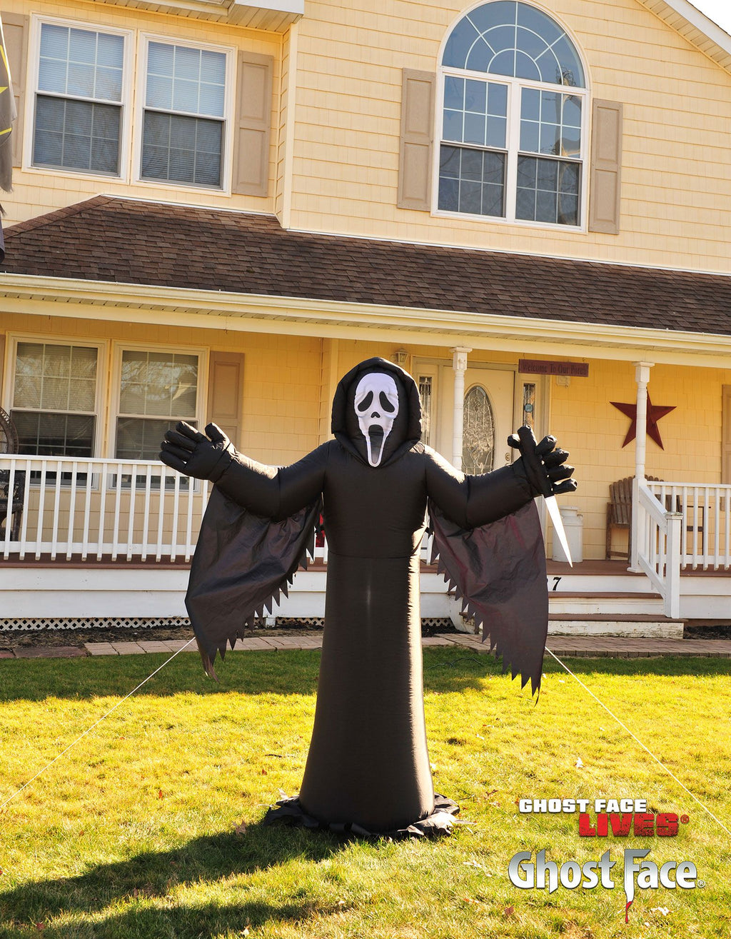 6 FT Ghost Face Lawn Light Up Inflatable by HalloweenStore.com