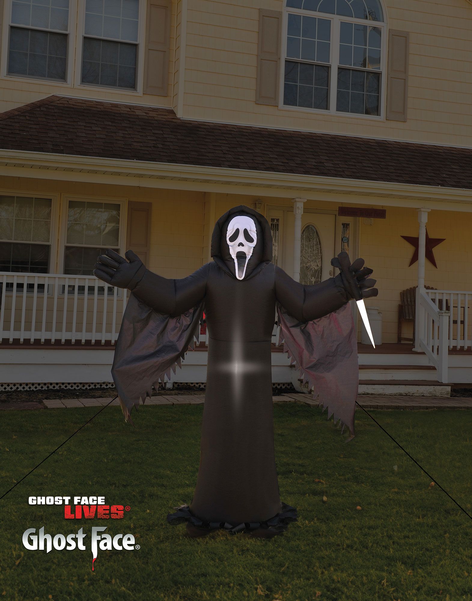 6 FT Ghost Face Lawn Light Up Inflatable by HalloweenStore.com