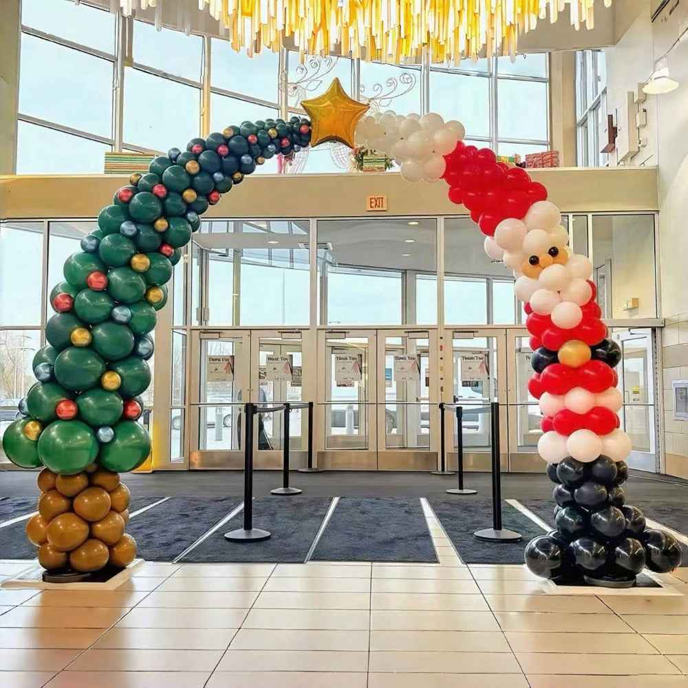 237pcs Red Green Golden Round Balloon Arch Set, Suitable for Shopping Mall Event Decoration, Christmas Party Decoration, New Year Event Decoration