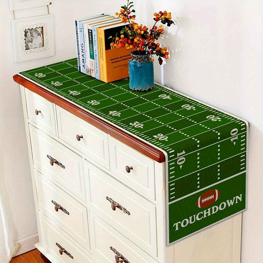 Decorative Table Runner for a Football-Themed Birthday Party Featuring American Football Elements, Perfect for Kitchen And Dining Settings