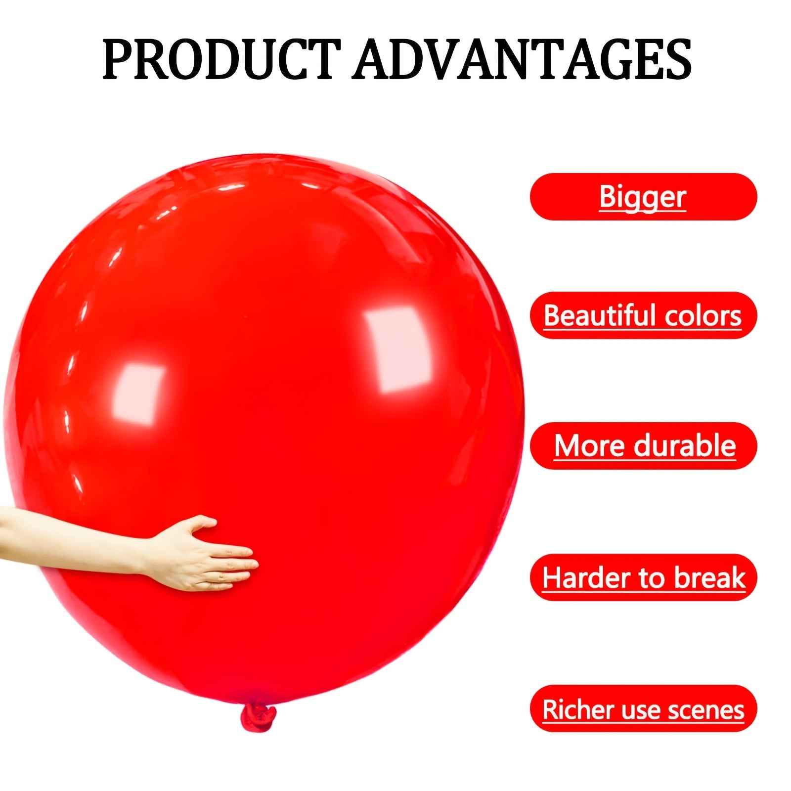 8pcs Red Enormous Latex Party Balloon, 18Inch Large Latex Party Round Helium Balloon, for Wedding, Birthday, Valentine'S Day, Engagement, Anniversary, Festival Party Decoration, New Year Party Decoration