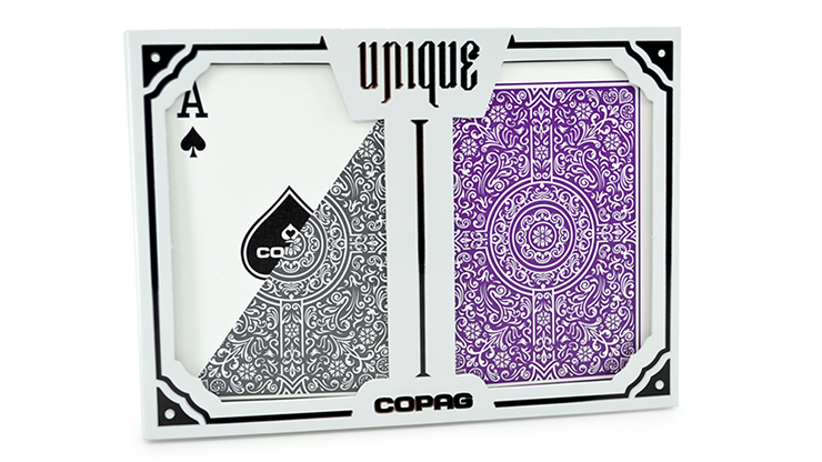 Copag Unique Plastic Playing Cards Poker Size Regular Index Gray and Purple Double-Deck Set by Murphy's Magic Supplies, Inc.