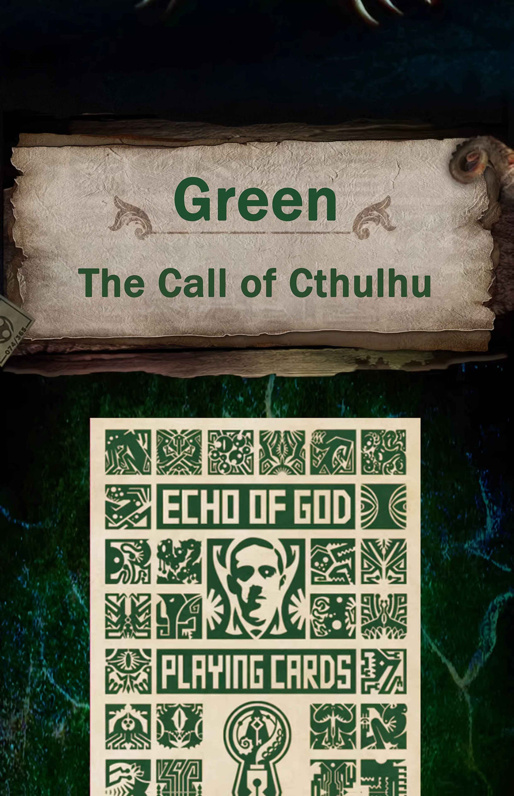 Cthulhu Mythos Series Playing Cards, 54 Cards with Unique Illustrated Designs, Black Core Paper Material, International Standard Size, Double-sided Embossed Anti-slip Finish, Each Card Has an Individual Number. Suitable for Party Entertainment
