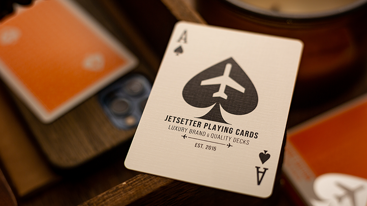 Lounge Edition in Hangar (Orange) with Limited Back by Jetsetter Playing Cards by Murphy's Magic Supplies, Inc.