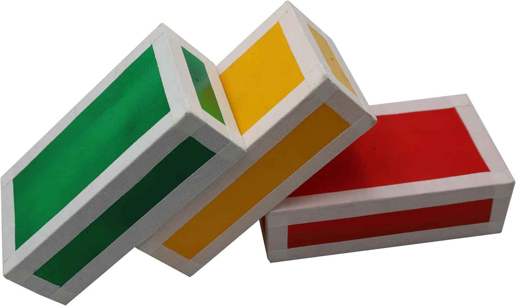 PEHHAH Juggling Wooden Cigar Box Set of 3 -Red/Yellow/Green