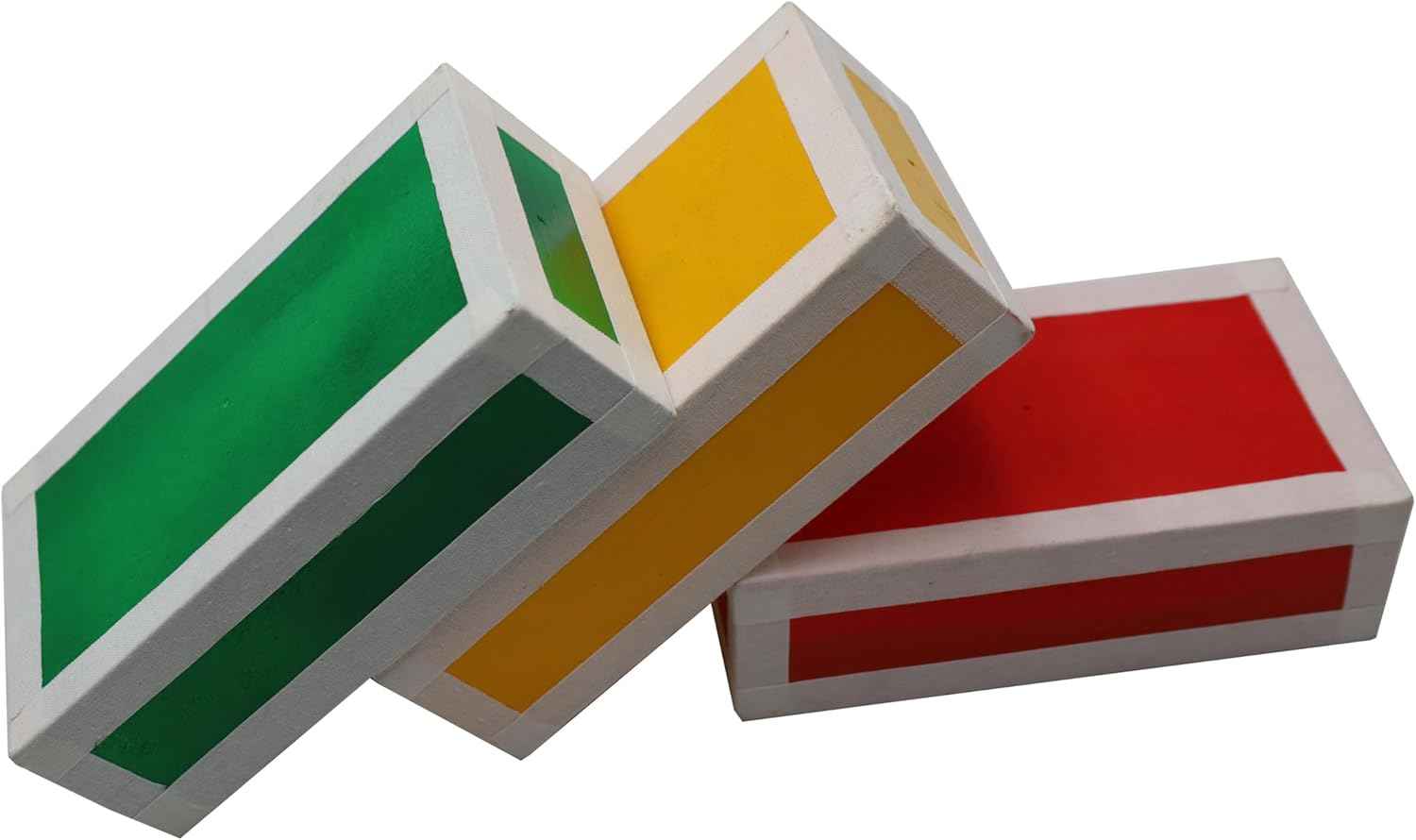 PEHHAH Juggling Wooden Cigar Box Set of 3 -Red/Yellow/Green