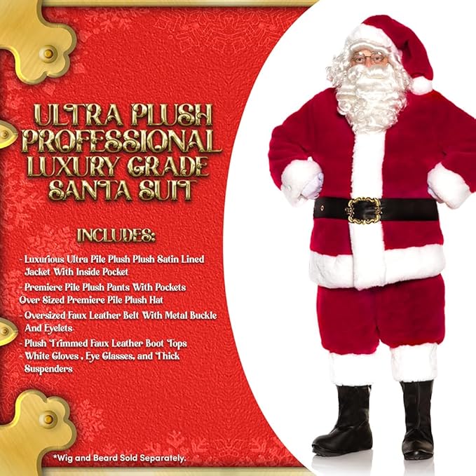 Luxurious Ultra Plush Professional Santa Claus Men's Costume by HalloweenStore.com
