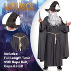 Men's Grey Warlock Renaissance Wizard Adult Costume by HalloweenStore.com