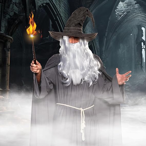 Men's Grey Warlock Renaissance Wizard Adult Costume by HalloweenStore.com