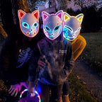 Demon LED Mask Slayers Costume Props Japanese Anime Plastic Fox Face Cosplay Glowing Masks for Adult Masquerade by SHOMICOBOUTIQUE