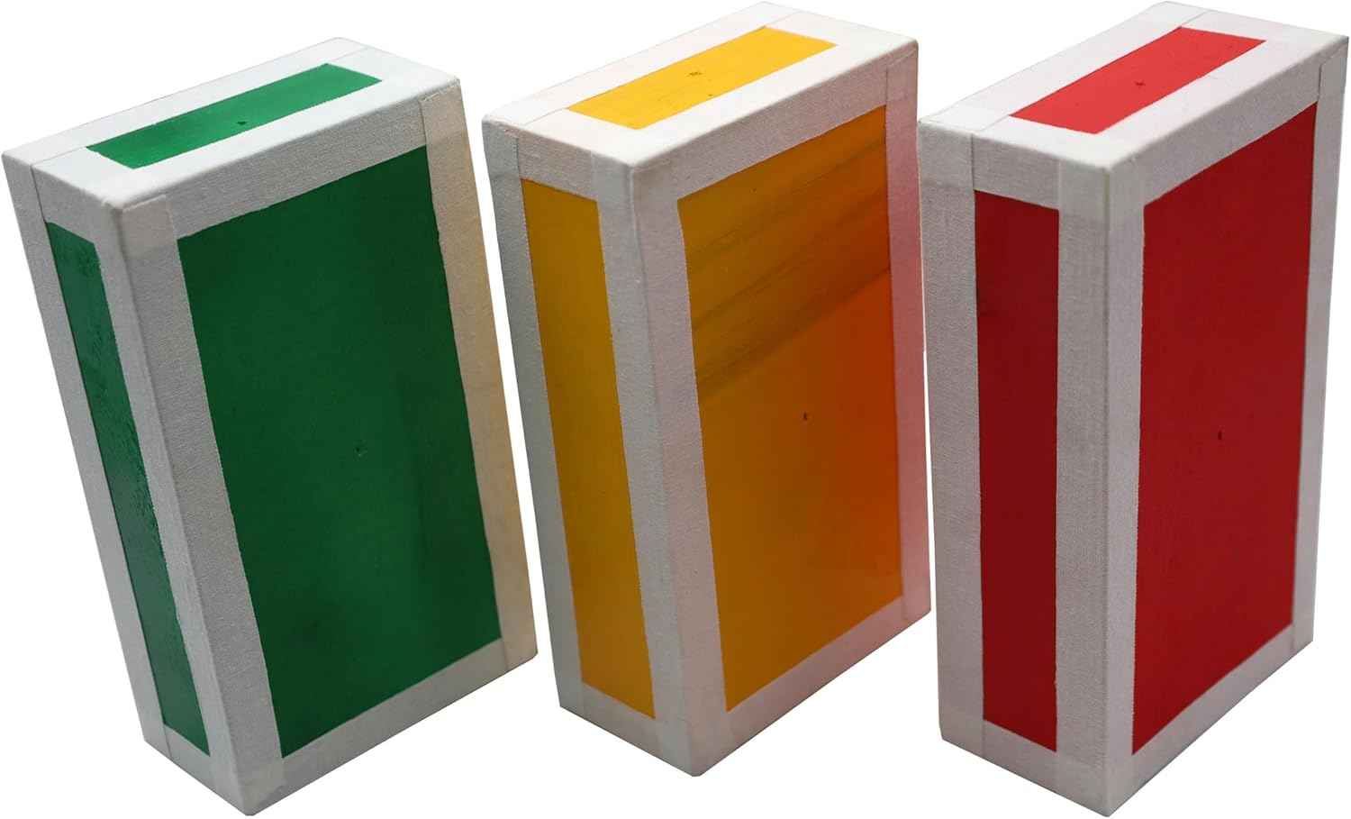 PEHHAH Juggling Wooden Cigar Box Set of 3 -Red/Yellow/Green