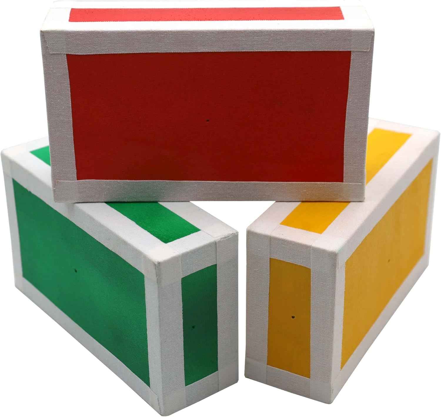 PEHHAH Juggling Wooden Cigar Box Set of 3 -Red/Yellow/Green